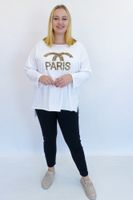 Biała Bluzka Damska z Panterkową Aplikacją Paris UNI DUŻY