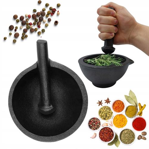 MOŹDZIERZ ŻELIWNY KUCHENNY Z TŁUCZKIEM DO PRZYPRAW ZIÓŁ TŁUCZEK UBIJAK na Arena.pl