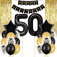 Zestaw balonowy na 50 urodziny, czarno-złoty