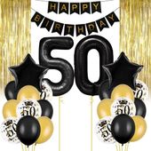 Zestaw balonowy na 50 urodziny, czarno-złoty