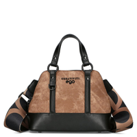 torebka damska ego marmurkowa z dopinanym paskiem  beżowo czarna ekoskóra