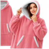 CIEPŁA BLUZA KOCOBLUZA XXL KOC OVERSIZE 2w1 GRUBA DŁUGA FUTRZAK Z