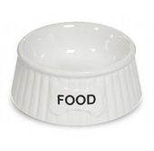 Ceramiczna miska dla psa na karmę suchą i mokrą Yarro biała z napisem Food