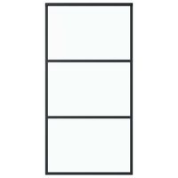 Drzwi przesuwne, szkło ESG i aluminium, 102x205 cm, czarne