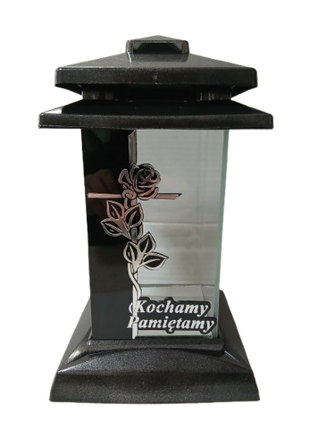 Znicz kapliczka z napisem " Kochamy Pamiętamy" srebrna 27 cm na Arena.pl