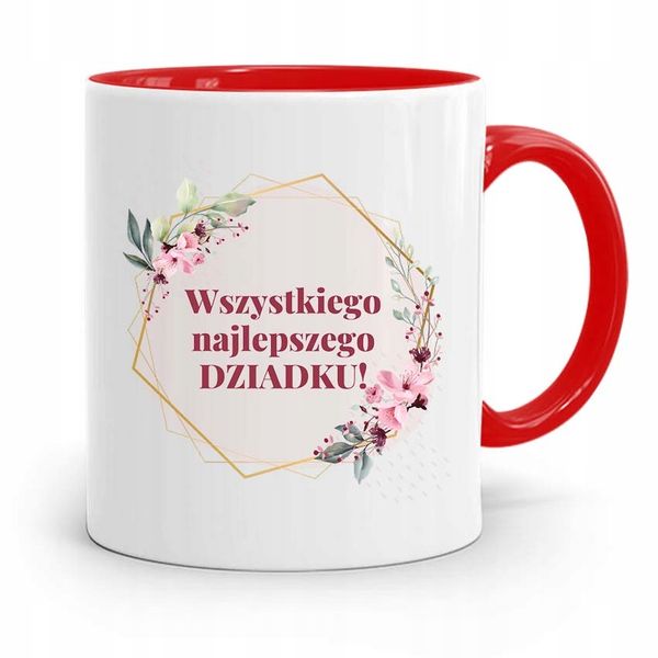 Kubek Czerwony Dla Dziadka Wszystkiego Najlepszego Z Nadrukiem Ze Zdjęciem zdjęcie 1