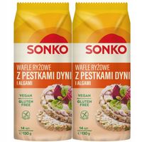 Sonko Wafle ryżowe z pestkami dyni i algami morskimi 130 g (14 sztuk) x 2