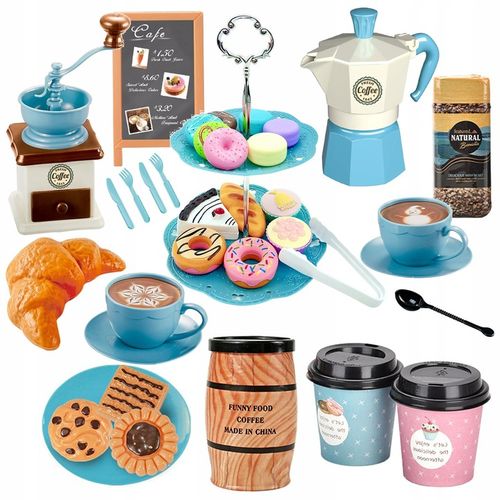 SERWIS KAWOWY ZESTAW DO KAWY FILIŻANKI MŁYNEK KAWA CIASTKA KAWIARNIA DZIECI na Arena.pl