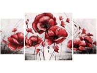 80X40CM ZEGAR CZERWONE MAKI OBRAZ