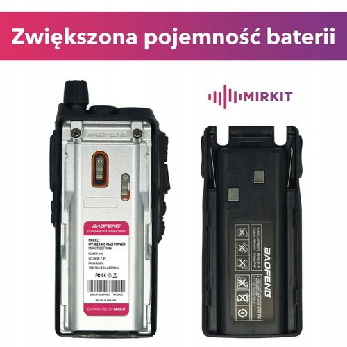 2 krótkofalówki Baofeng UV82 MK5 8W w zestawie kabel programujący na Arena.pl