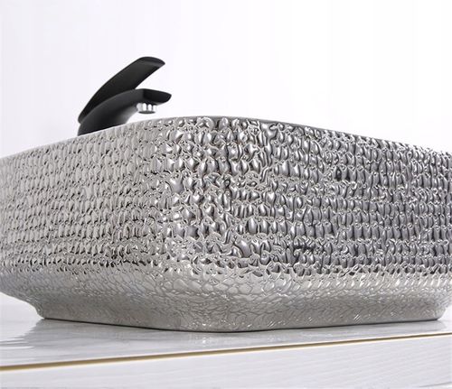 NOWOCZESNA Umywalka Ceramiczna RODO BLACK/SILVER na Arena.pl