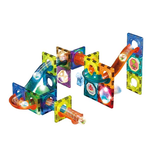 WOOPIE Klocki Magnetyczne Tor Kulkowy Świetlny Kulodrom 49 el. zdjęcie 1