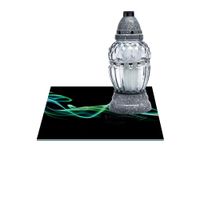 SZKLANA PODSTAWKA POD ZNICZE Z DEDYKACJĄ 40x40cm Wstęga 67h