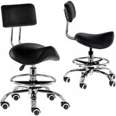 Taboret kosmetyczny fryzjerski siodło z oparciem krzesło hoker SPA