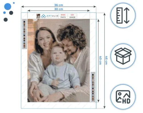 HAFT DIAMENTOWY ZE ZDJĘCIA 30x40 DIAMOND PAINTING, ZESTAW MOZAIKA+AKCESORIA na Arena.pl