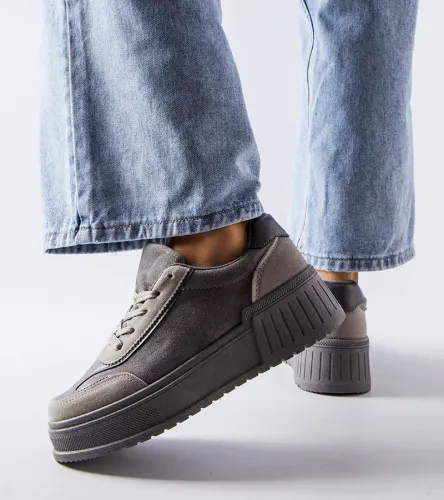 Szare sneakersy na platformie Fabienne 37 na Arena.pl