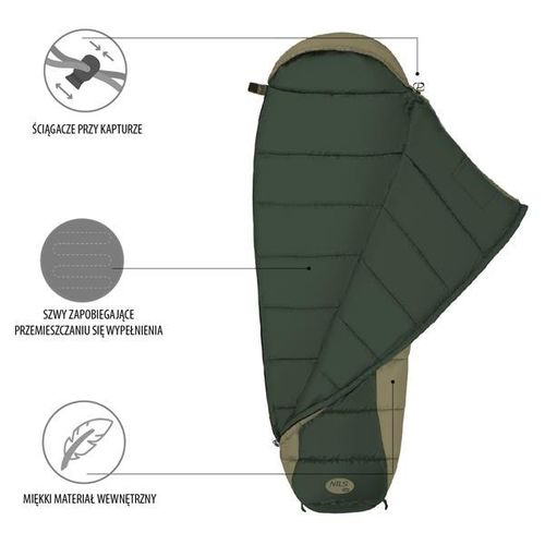 Śpiwór Turystyczny Mumia z Kapturem 220cm Ciepły Pod Namiot NILS Wytrzymały na Arena.pl