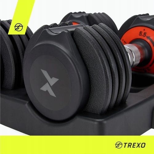Zestaw hantli regulowanych TREXO 2 x 5,75 kg czarny 11,5 kg| na Arena.pl