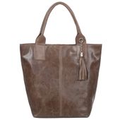 VERA PELLE torebka damska skórzana shopper z saszetką V550 taupe