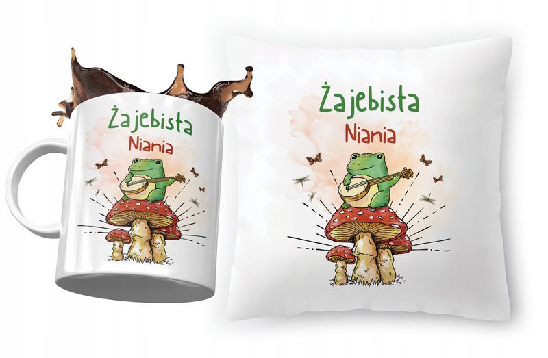 Zestaw Dla Niani Poduszka + Kubek Na Prezent Z Nadrukiem Ze Zdjęciem zdjęcie 1