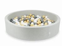 Suchy basen jasnoszary 130x30 z piłeczkami 600 sztuk (beżowe, szare, białe)