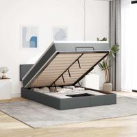 Łóżko Ottoman z materacem i diodami LED Ciemnoszary 140x190 cm