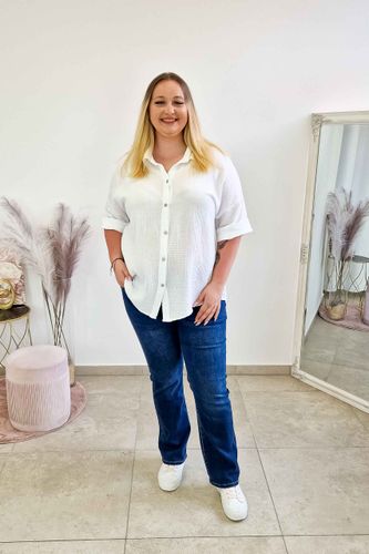 Biała Muślinowa Koszula Damska z Koronką na Plecach UNI na Arena.pl