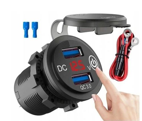 ŁADOWARKA SAMOCHODOWA 2xUSB QC3.0 WOLTOMIERZ DOTYK na Arena.pl