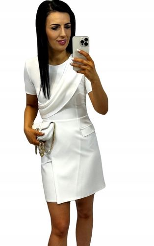 Sukienki Damskie na Komunię Chrzciny Sukienka Elegancka z Szarfą Ecru M na Arena.pl