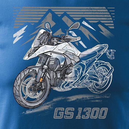 Koszulka motocyklowa z motocyklem na motor BMW GS R 1300 kolekcjonerska męska niebieska REGULAR S na Arena.pl