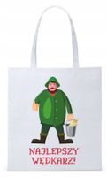 Dla Wędkarza Rybaka Torba Eco Biała Shopper Z Nadrukiem Ze Zdjęciem