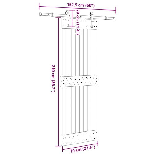 Drzwi przesuwne z osprzętem, 70x210 cm, lite drewno sosnowe na Arena.pl