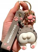 Brelok do Torebki kluczy pupa kota tygrysa kotek  F28_Szary