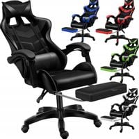 FOTEL gamingowy z MASAŻEM pleców KOMPUTEROWY OBROTOWY dla gracza +podnóżek!