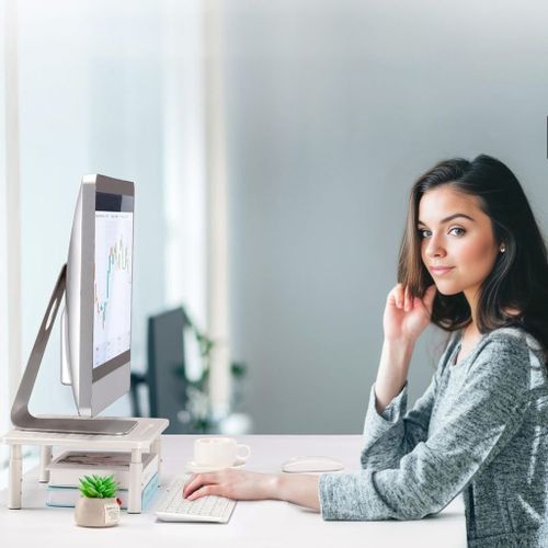 Podstawka pod monitor laptop MULING biała + szuflada na Arena.pl