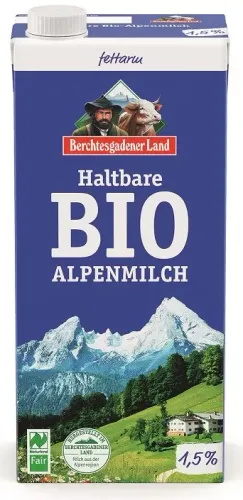 Mleko Alpejskie UHT (min. 1,5 % TŁuszczu) BIO 1 L - Berchtesgadener Land na Arena.pl