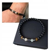 Bransoletka męska bogactwo ochrona siła cytryn tygrysie oko hematyt amulet
