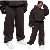 Spodnie dresowe bawełniane damskie baggy szerokie oversize dark