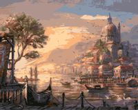 Malowanie po numerach – Portowy pejzaż - 40x50 rama