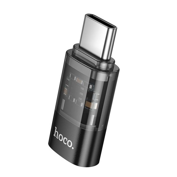 Adapter USB C do Lightning Hoco UA36D transparentny czarny zdjęcie 1