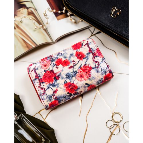 modny, kolorowy portfel damski ze skóry ekologicznej w kwiaty - peterson na Arena.pl