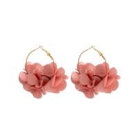 kolczyki wiszące koła tiulowe kwiaty 6,5x5cm k1677r