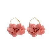 kolczyki wiszące koła tiulowe kwiaty 6,5x5cm k1677r