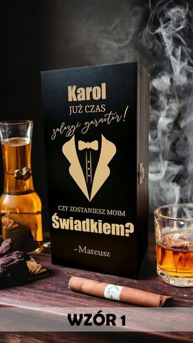 Pudełko na alkohol box PROŚBA O ŚWIADKOWANIE skrzynka prezent dla Świadka na Arena.pl
