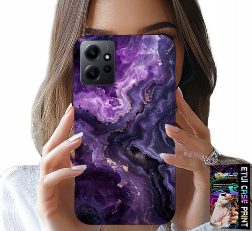 ETUI DO XIAOMI NOTE 12 4G - FIOLETOWY MARMUREK MODNE KOBIECE + SZKŁO na Arena.pl