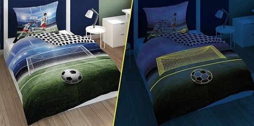 Pościel bawełniana fluorescencyjna 140x200cm PIŁKA NOŻNA na Arena.pl