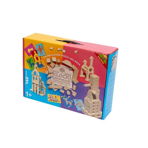 ZESTAW W DUŻYM PUDEŁKU KLOCKÓW DREWNIANYCH na Arena.pl