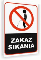 Tabliczka znak informacyjny 20x15 Biała ZAKAZ SIKANIA Aluminiowa NADRUK UV