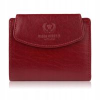 Portfel damski skórzany czerwony PAOLO PERUZZI, modny NA PREZENT RFID