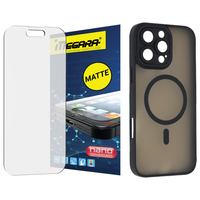 Szkło hybrydowe do iPhone 16 Pro Max MATOWE + MagSafe ETUI czarne TPU